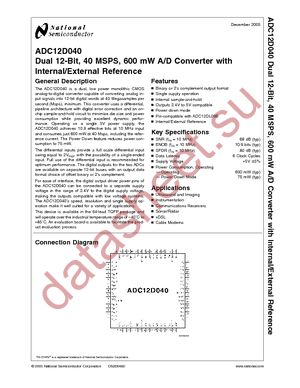 ADC12D040CIVSX/NOPB datasheet  